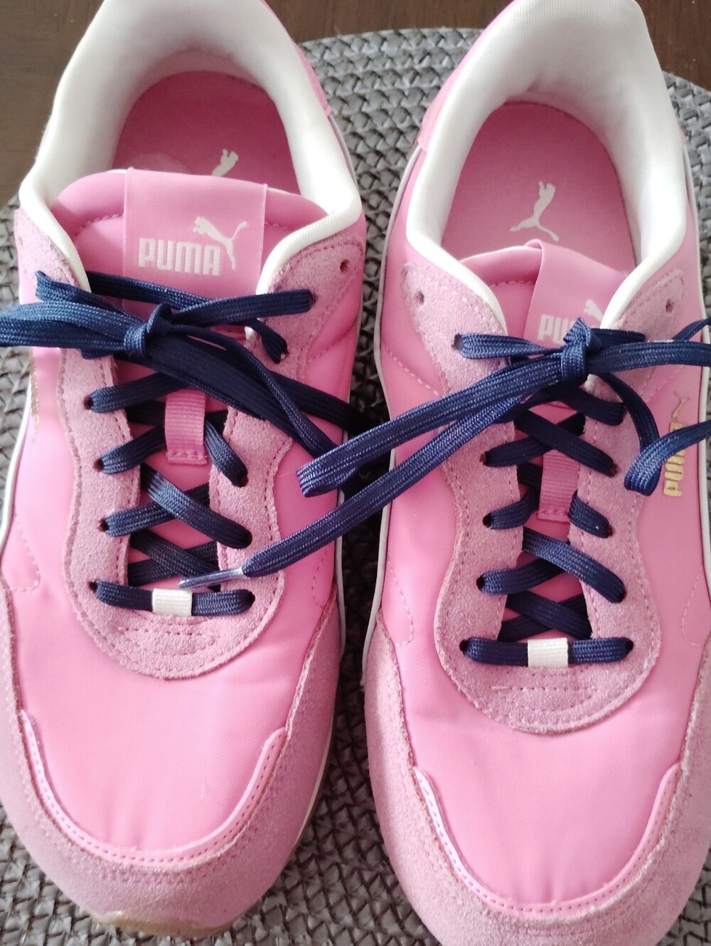 Puma Pink Sneakers with Navy Laces